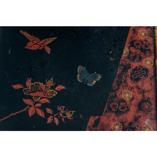 Wood Antique Tortoiseshell Bamboo & Lacquer Chinoiserie Side Table Stand, France c.1880 For Sale - Image 7 of 8