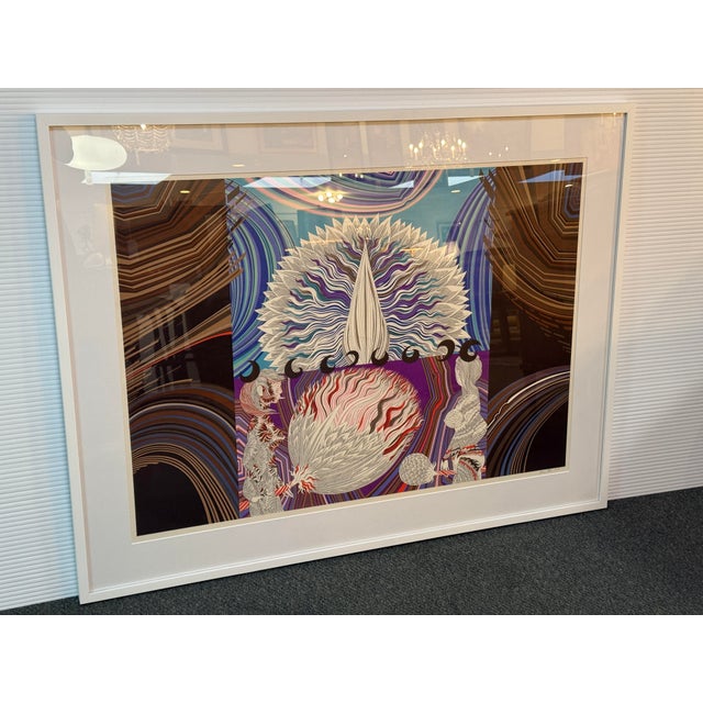 Circa 1973 Wolfgang Hutter Modernist Abstract Signed Lithograph, Framed For Sale - Image 9 of 12