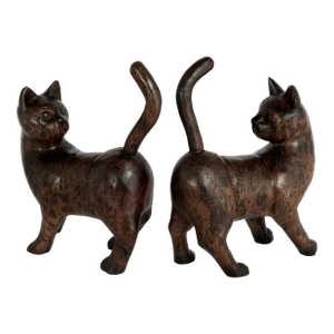 Pair of Vintage Carved Wood Cats