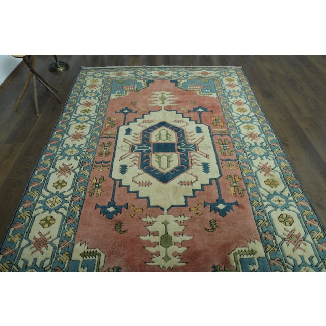 Orange 1970s Vintage Turkish Oushak Handmade Wool Cotton Orange Area Rug For Sale - Image 8 of 11