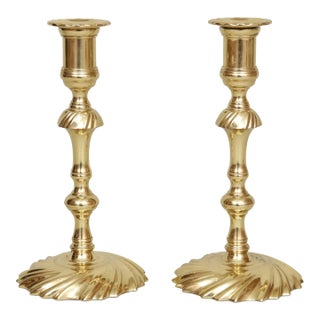 Baldwin Brass Swirl Candlesticks, a Pair For Sale
