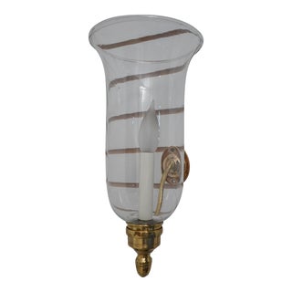 Colonial Style 2 Piece Brass Candelabra W. Globe For Sale