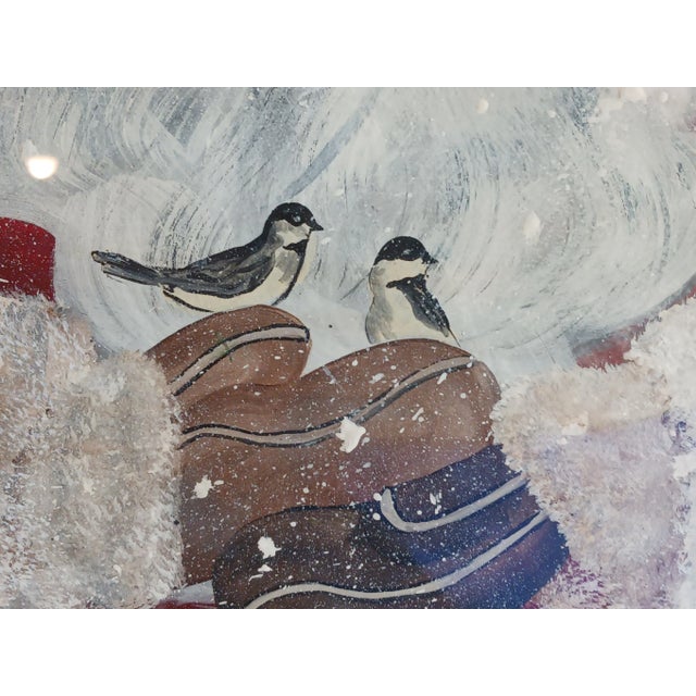 Vintage Large Heartwarming Painting of Kind Santa in Snowy Woods With Birds , Signed and Dated For Sale In Milwaukee - Image 6 of 9