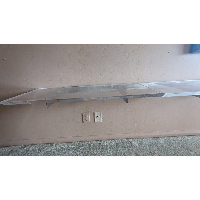 Monumental Mid Century Modern Lucite & Chrome Floating Wall Shelf Acrylic MCM For Sale - Image 16 of 18