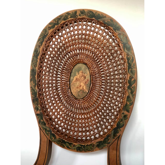 19th C. Italian Hand Painted Cane Side Chair For Sale - Image 4 of 10