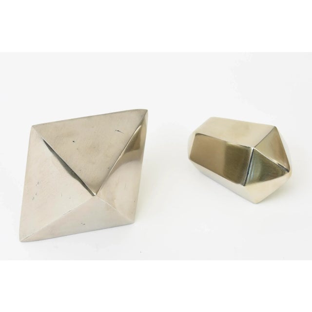 Mid-Century Modern Vintage Two Brass and Nickel Sculptural Objects or Paperweights, 1960's For Sale - Image 3 of 12