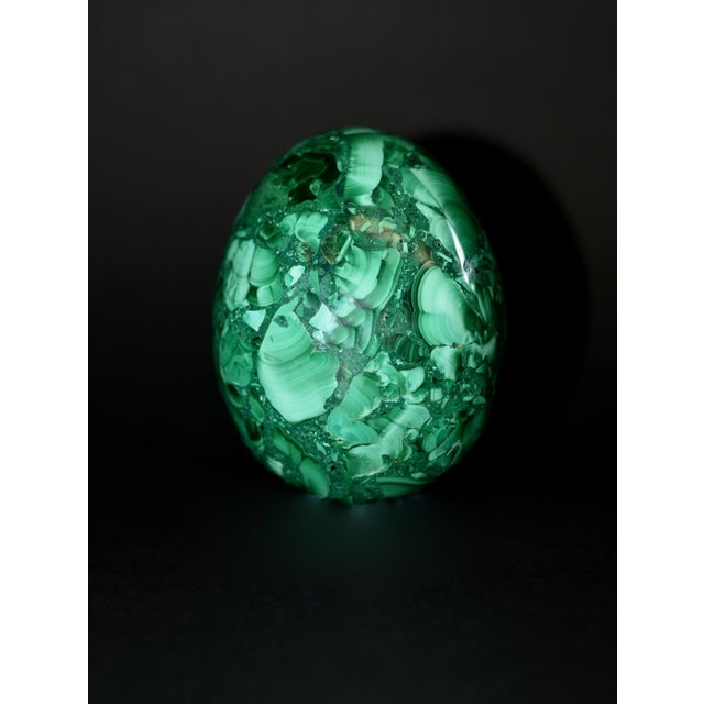 Malachite Eggs on Brass Stand Set of 2 For Sale - Image 12 of 15