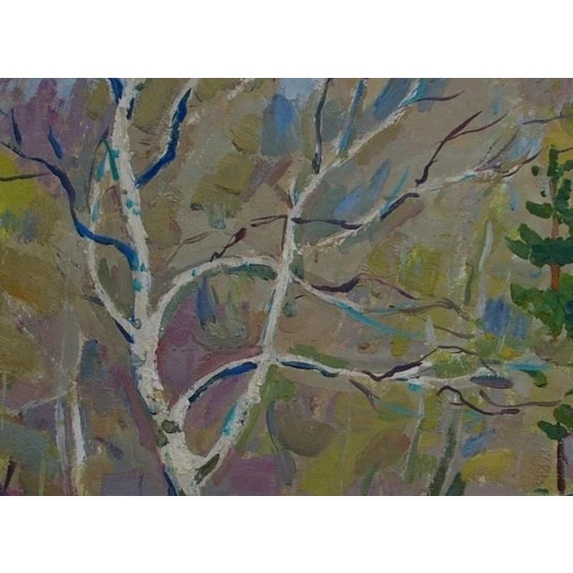 1980s Impressionist Forest Oil Painting, Original Soviet Ukrainian Art 50-67 For Sale - Image 4 of 6
