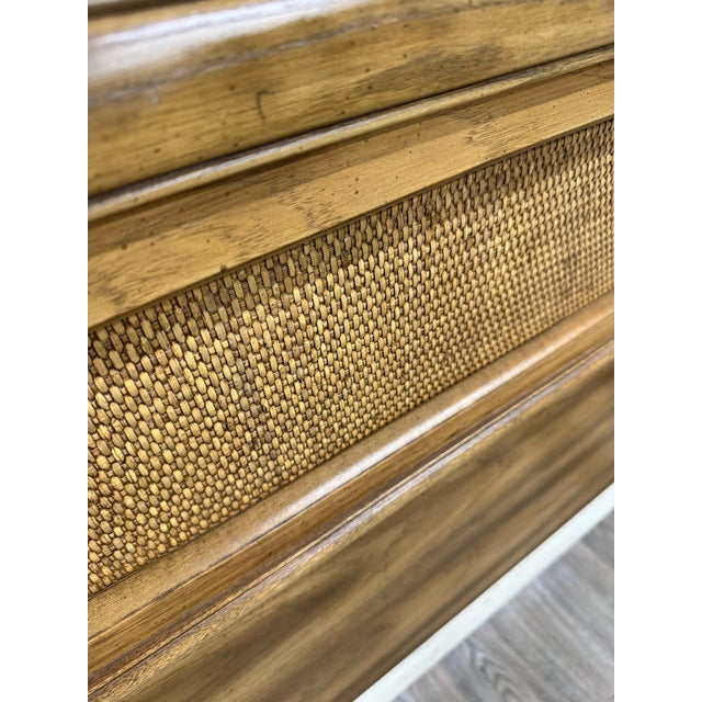 Brown Vintage Full Size Mid Century Modern Walnut and Woven Cane Bed For Sale - Image 8 of 13