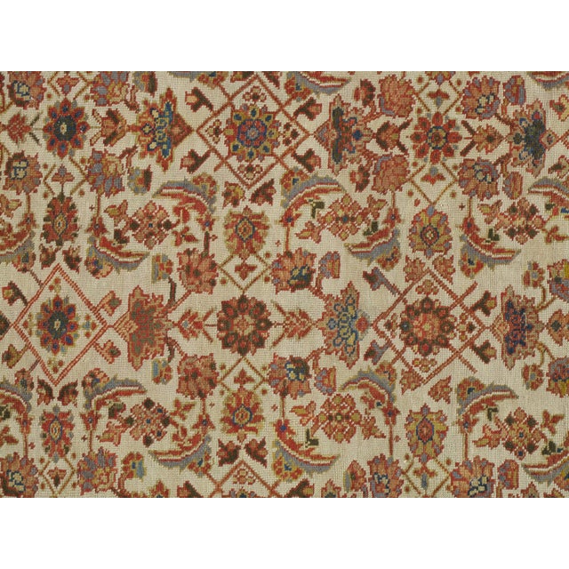 Brown Antique Persian Sultanabad, Wool Handmade Beige, Gold, Navy and Red Oriental Rug For Sale - Image 8 of 18