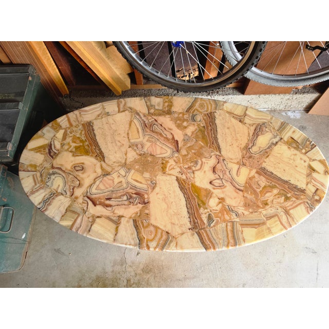 Beautiful Vintage Tessellated Brown Onyx Coffee Table For Sale - Image 4 of 5