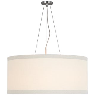 Kate Spade New York for Visual Comfort Signature Walker Large Hanging Shade in Burnished Silver Leaf with Cream Linen Shade For Sale