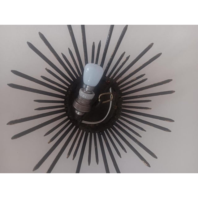 Small Spanish Gold-Leaf Gilt Metal Sunburst Fixture or Sconce, 1960s For Sale - Image 4 of 5