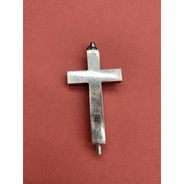 Metal Renaissance Revival Reliquary Cross, Ebony with Intricate Paperole Monastic Filigree Work and Agnus Dei, ca. 1870 For Sale - Image 7 of 11