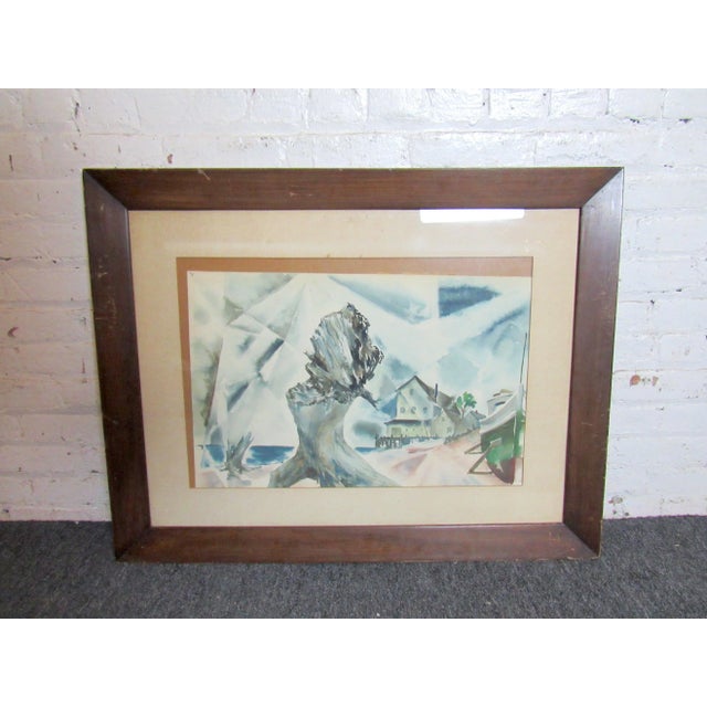 Sky Blue Framed Watercolor Painting For Sale - Image 8 of 8