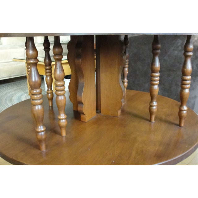 Mid-Century Modern 1970s Vintage Baumritter Ethan Allen 2 Tier Drum Accent Table For Sale - Image 3 of 10