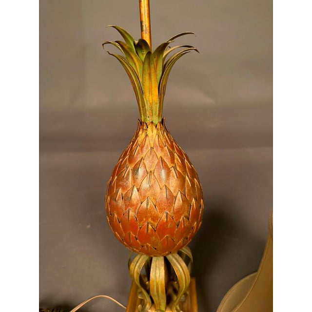 Metal Early 20th Century French Pineapple Motif Table Lamp in Wood, Brass & Steel, Circa 1920 For Sale - Image 7 of 11