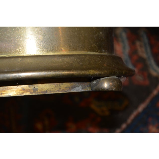English Brass Small Curved Fireplace Fender With Oval Emblems For Sale - Image 12 of 17