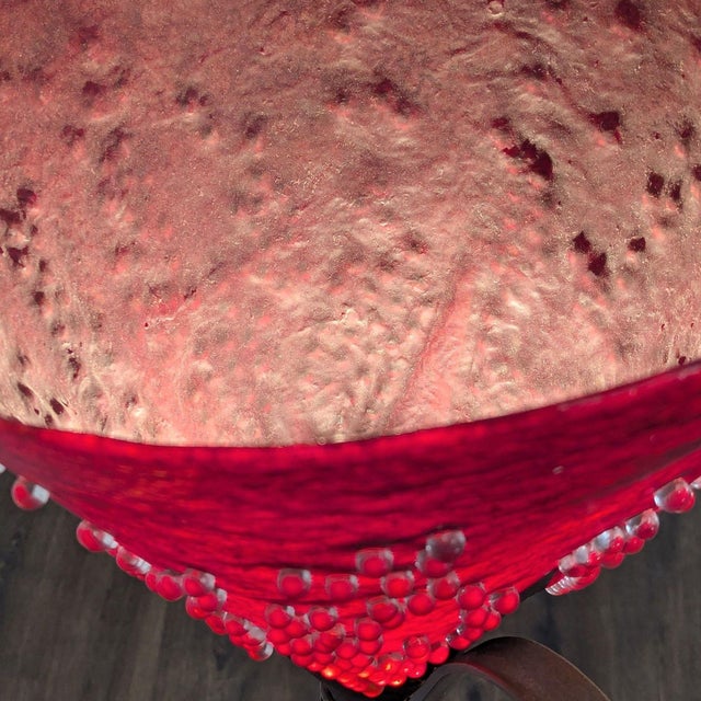 Decorative Red Art Glass Floor Lamp With Metal Stand For Sale In San Francisco - Image 6 of 6