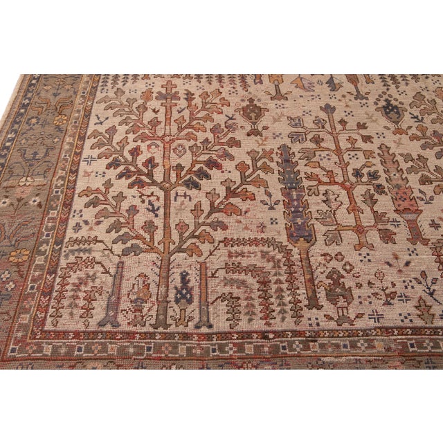 Textile Beige Antique Turkish Oushak Handmade Oversize Wool Rug With Allover Pattern For Sale - Image 7 of 9