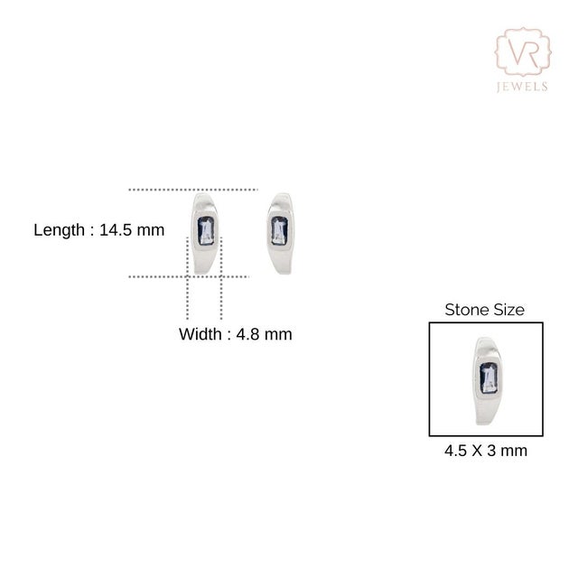 Cerulean Octagon Cut Light Blue Sapphire 14k Gold Chunky Hoop Earring Set Gifts for Her- A Pair For Sale - Image 8 of 11