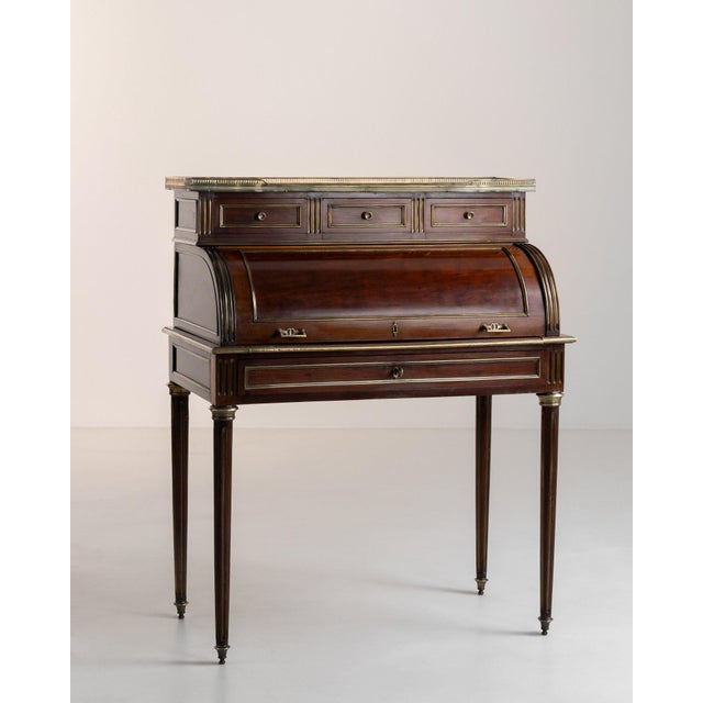 19th Century France Louis XVI Brown Wood Writing Desk For Sale - Image 11 of 11