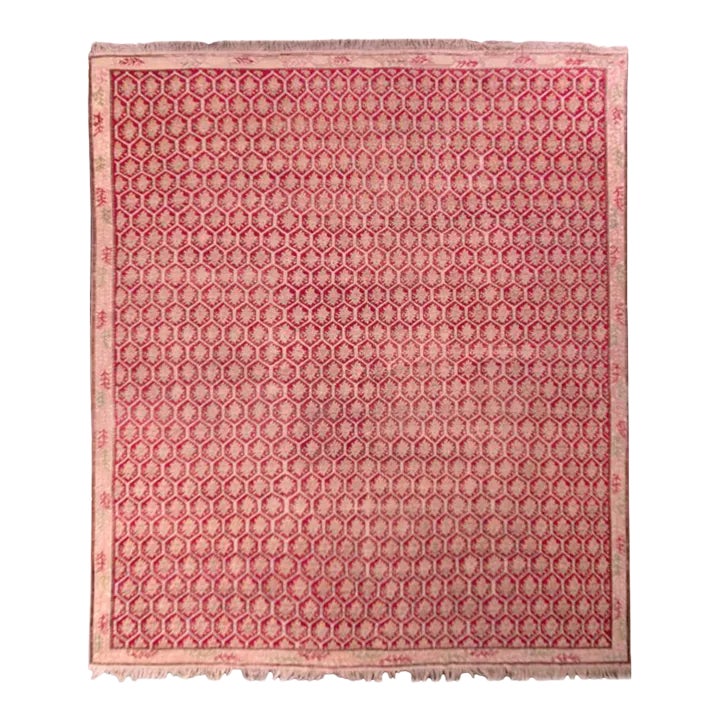Antique Floral Rug Red and Pink Transitional Design | Chairish