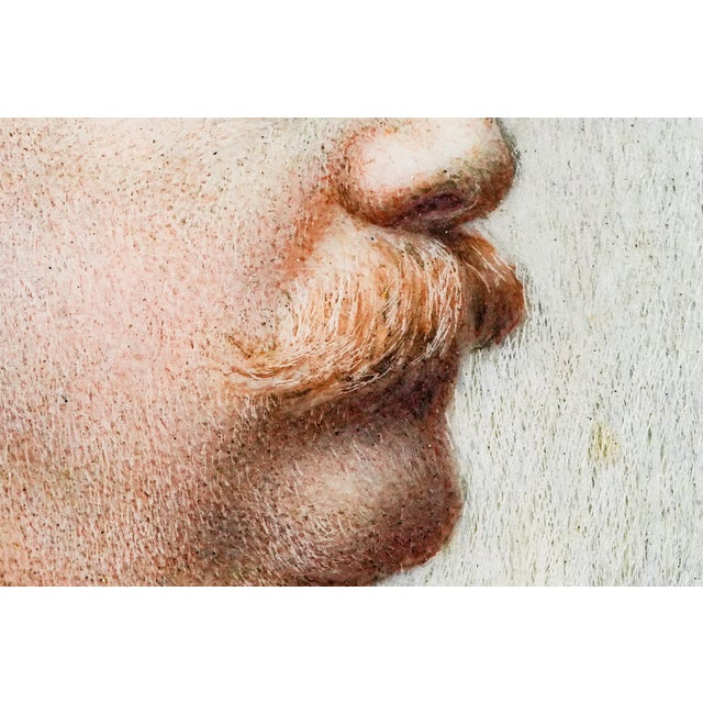 Gold Classy Victorian Antique Finely Executed Portrait Miniature Painting Society Gentleman Man Mustache in Tuxedo Gilded Age Art For Sale - Image 8 of 12