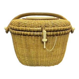 Farnum Nantucket Lightship Pelican Scrimshaw Ivorylite Basket Purse 1988 Signed For Sale