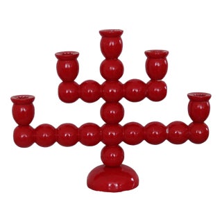 Mid-Century Swedish 5-Arm Bobbin Candelabra, 1970s For Sale