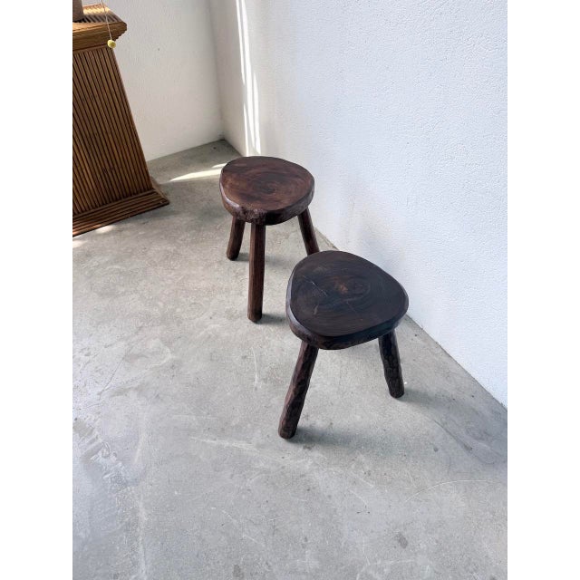 Oak Tripod Stools, 1950s, Set of 2 For Sale - Image 10 of 18