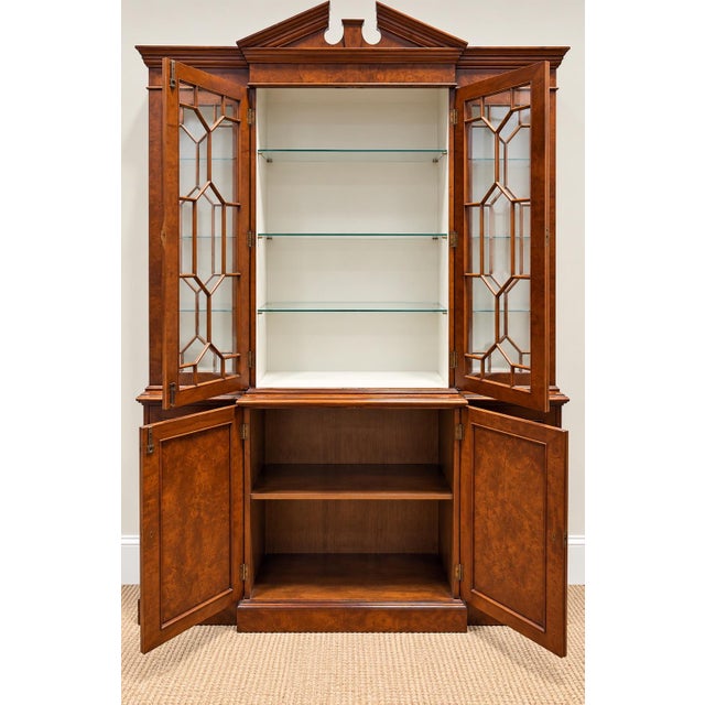 Smith & Watson English Smith Watson Chippendale Style Burl Yew Wood Bookcase Cabinet For Sale - Image 4 of 8