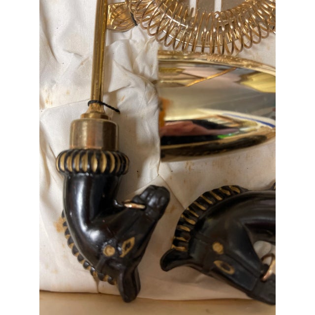 50s/60s Fathers Brass Hermes-Style Horse Head Barware Set- 6 Pieces For Sale - Image 4 of 8