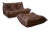 Set of Dark Brown Leather Togo Pouf and 2-Seater Sofa by Michel Ducaroy for Ligne Roset For Sale