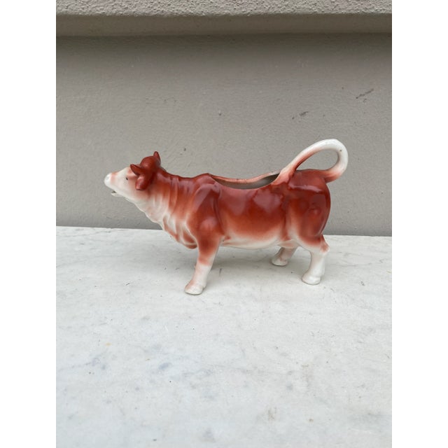 Ceramic Porcelain White & Brown Cow Creamer Circa 1930 For Sale - Image 7 of 7