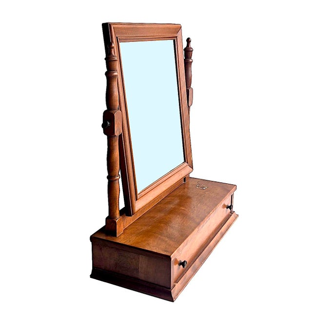 Campaign 1960s Vintage Ethan Allen Baumritter Shaving/Cheval/Vanity Mirror For Sale - Image 3 of 17