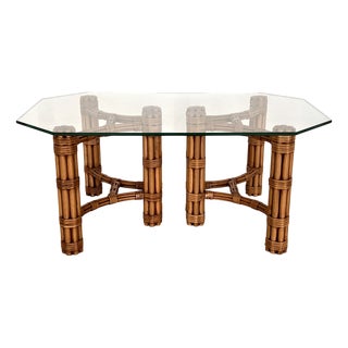 Modern Side Table in Bamboo with Leather Strap from McGuire, 1970s For Sale