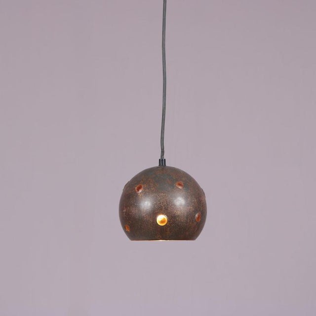Copper Copper with Glass Round Hanging Lamp by Pfeil & Putzler, Germany, 1970s For Sale - Image 8 of 10