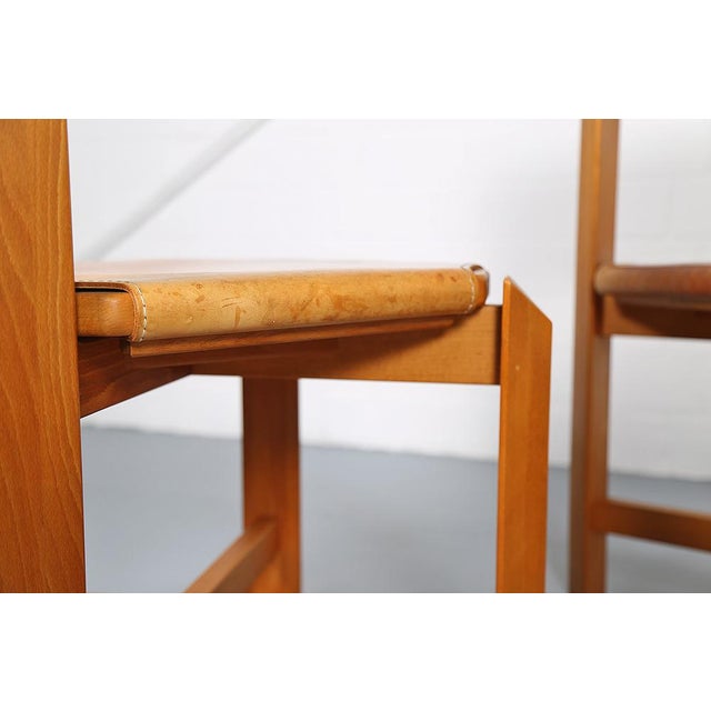 Dining Chairs in Beech & Cognac Leather by Pierre Chapo, 1960s, Set of 4 For Sale - Image 18 of 18