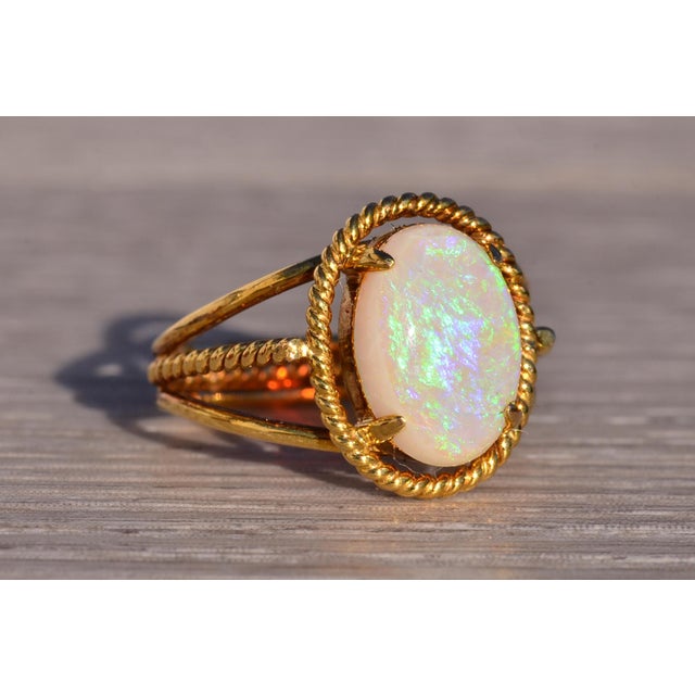 Metal The 150th Avenue: Australian Opal Cocktail Ring in Yellow Gold For Sale - Image 7 of 10