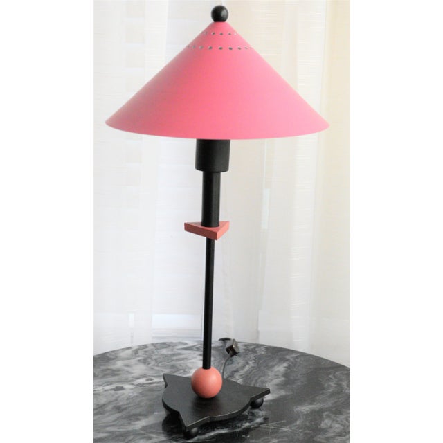 1980s Be-Yang Pink Black Post Modern Memphis Milano Style Table Lamp For Sale - Image 11 of 12