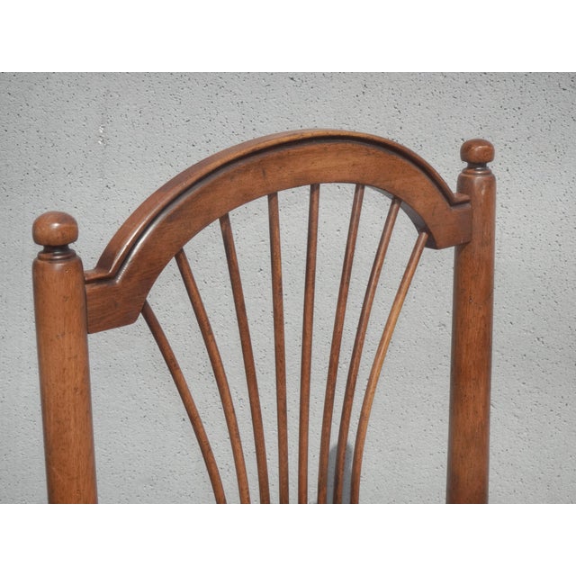 1970s Unique Vintage French Country Oak Rush Seat Arm Chair W Unique Arm Rests For Sale - Image 5 of 12