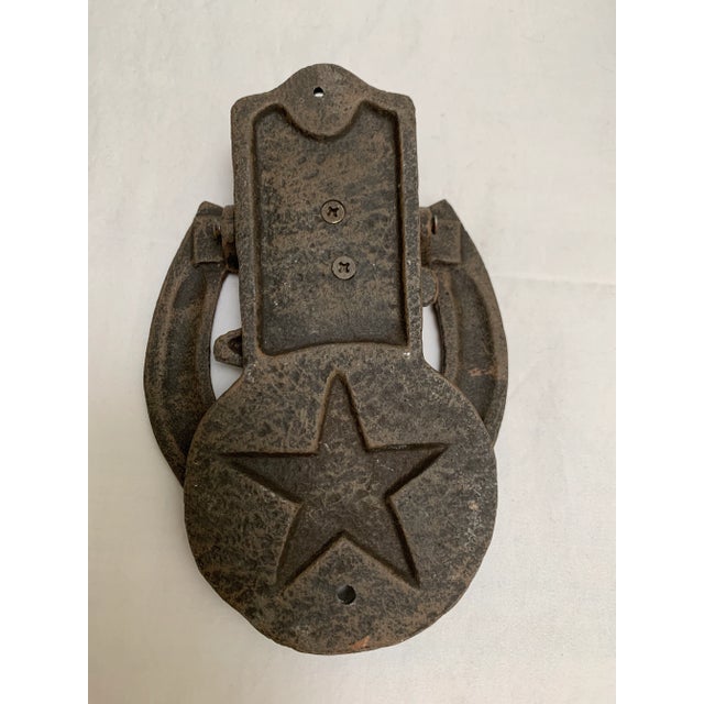 Farmhouse Vintage Rustic Western Horseshoe Boot Door Knocker For Sale - Image 3 of 7