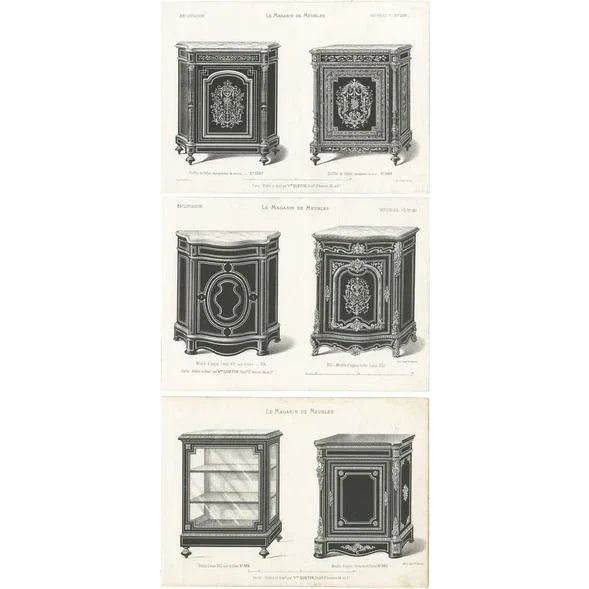 Quetin, Furniture Illustrations of Buffets and a Vitrine, Prints, Set of 3 For Sale - Image 5 of 5