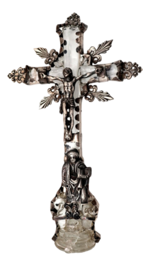 Crucifix with Glass Structure and Silver Covering