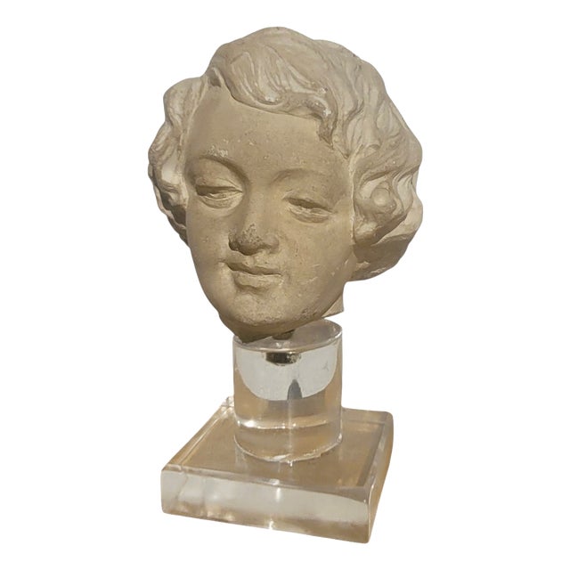 18th Century Stone Sculpture of a Child's Head For Sale