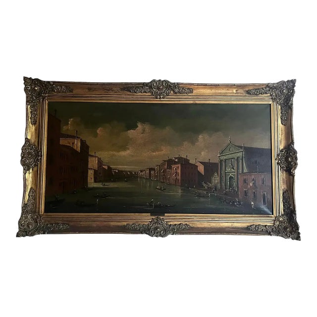 Mid-Century, 1950s Venetian Veduta Oil on Canvas Painting, Signed by Giorgio Guarana For Sale