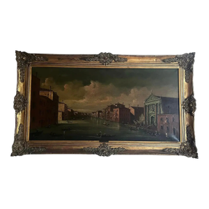 Mid-Century, 1950s Venetian Veduta Oil on Canvas Painting, Signed by Giorgio Guarana