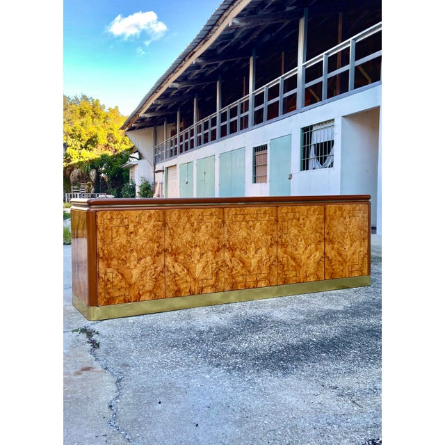 Credenza or Sideboard in Maple Root Burl and Brass Inlay. Late 20th Century in the Style of Stanley Jay Friedman for...