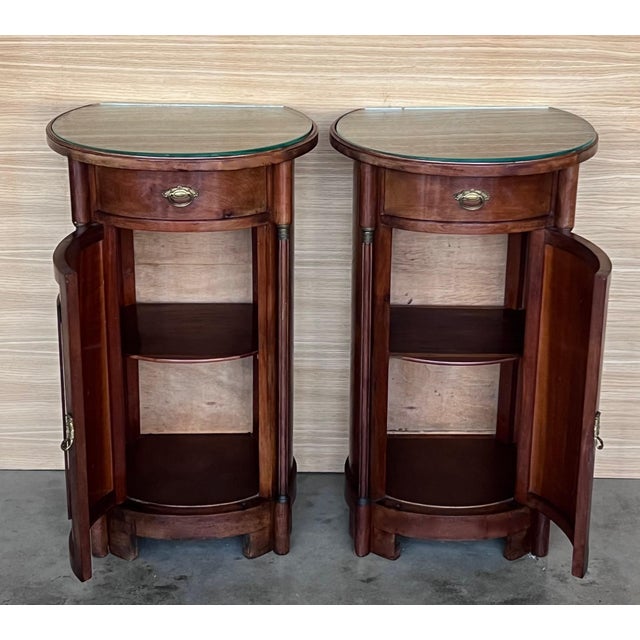 1890 Biedermeier Style Drum Tables with Drawer and Door, A Pair For Sale - Image 10 of 18